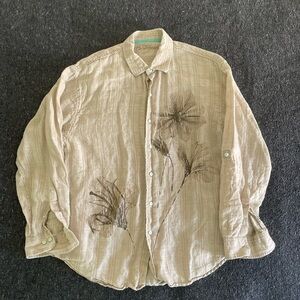 Brown & Tan Palm Caribbean Button Up